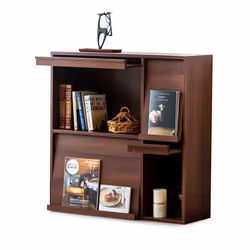 Iris Ohyama Meuble Étagère Bibliothèque de rangement Avec 4 portes - FR-F4 Marron - L33.8 x P89 x H90 cm