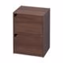 Iris Ohyama Bibliothèque de rangement Meuble avec 2 portes et 2 étagères - MDB-2D - Marron - L29 x P36.6 x H49.4 cm