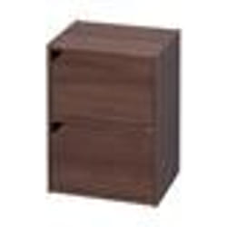 Iris Ohyama Bibliothèque de rangement Meuble avec 2 portes et 2 étagères - MDB-2D -  Marron - L29 x P36.6 x H49.4 cm