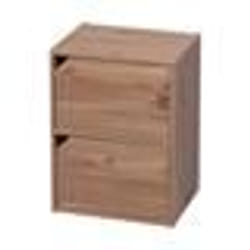Iris Ohyama Bibliothèque de rangement Meuble avec 2 portes et 2 étagères - MDB-2D -  Marron Clair - L29 x P36.6 x H49.4 cm