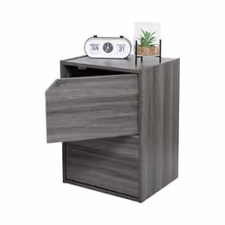 Iris Ohyama Bibliothèque de rangement Meuble avec 2 portes et 2 étagères - MDB-2D-  Chêne Gris - L29 x P36.6 x H49.4 cm