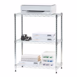 Iris Ohyama Étagère charge lourde métallique Meuble en métal Adjustable - MR-NS3 - Argent - L35.6 x P60.9 x H76.2 cm