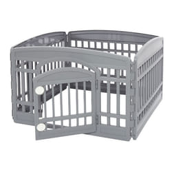 Iris Ohyama Parc pour Chien Intérieur Extérieur avec 4 Panneaux & Porte Verrouillable H60cm Gris Cage Enclos Cloture...