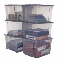 Iris Ohyama Boîtes Organiseur plastique/Lot de 6 10 L-  DDUSB-S - Gris - L29 x P24 x H18.5 cm