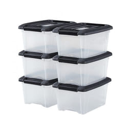 Iris Ohyama Boîte plastique Lot de 6 5 L Empilable Hermétique - NTB-5 - Noir - L28 x P19.5 x H14 cm