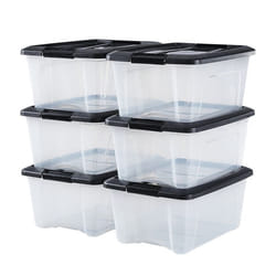 Iris Ohyama Boîte plastique Lot de 6 15 L Empilable Hermétique - NTB-15 - Noir - L39.5 x P29 x H18.5 cm