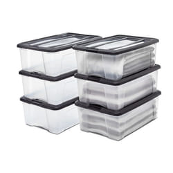 Iris Ohyama Boîte plastique Lot de 6 30 L Empilable Hermétique - NTB-30 - Noir - L58 x P39.5 x H20.5 cm