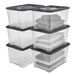 Iris Ohyama Boîte plastique Lot de 6 45 L Empilable Hermétique - NTB-45 - Noir - L58 x P39.5 x H30 cm