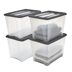 Iris Ohyama Boîte plastique Lot de  4 60 L Empilable Hermétique - NTB-60 - Noir - L58 x P39.5 x H36.5 cm
