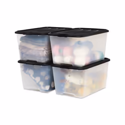 Boite rangement plastique - IRIS OHYAMA - Top Box - Noir - 45L - Lot de 4