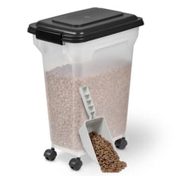 Iris Ohyama Boite à croquette 20L pour 75kg Hermétique Pelle Roulettes incluses pour chien  et  chat - ATS-M Noir