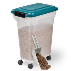 Iris Ohyama Boite à croquette 20L pour 75kg Hermétique Pelle Roulettes incluses pour chien  et  chat - ATS-M Bleu...