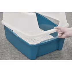 Iris Ohyama Lot de 2 Bac à litière avec côtés hauts pour chat - Cat Litter Box - CLH-12 Bleu sarcelle