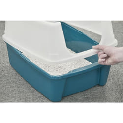 Iris Ohyama Lot de 2 Bac à litière avec côtés hauts pour chat - Cat Litter Box - CLH-12 Bleu sarcelle