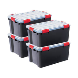 Iris Ohyama Boîte plastique Lot de  4 50 L Empilable Hermétique - DDAT-L - Noir - L59 x P39 x H29 cm