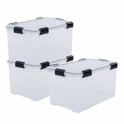 Iris Ohyama Boîte plastique Lot de 3 70 L Empilable Hermétique - DDAT-LD - Transparent - L59 x P39 x H38 cm Iris Ohyama...