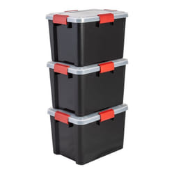 Iris Ohyama Boîte plastique Lot de 3 20 L Empilable Hermétique - DDAT-SD - Noir - L39 x P29 x H26 cm