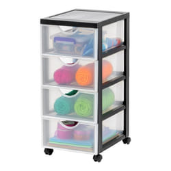 Iris Ohyama Tour de rangement Organisateur plastique 4 tiroirs de 4 L - DDDC-004 - Noir - L37.5 x P29 x H61.5 cm