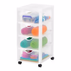 Iris Ohyama Tour de rangement Organisateur plastique 4 tiroirs de 4 L - DDDC-004 - Blanc - L37.5 x P29 x H61.5 cm