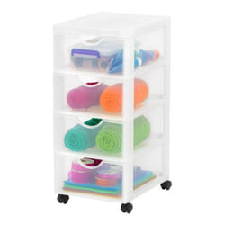 Iris Ohyama Tour de rangement Organisateur plastique 4 tiroirs de 4 L - DDDC-004 - Blanc - L37.5 x P29 x H61.5 cm