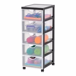 Iris Ohyama Tour de rangement Organisateur plastique 5 tiroirs de 5 L - DDDC-005 - Noir - L37.5 x P29 x H76 cm