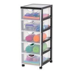 Iris Ohyama Tour de rangement Organisateur plastique 5 tiroirs  de 5 L - DDDC-005 - Noir - L37.5 x P29 x H76 cm