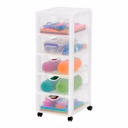 Iris Ohyama Tour de rangement Organisateur plastique 5 tiroirs de 5 L - DDDC-005 - Blanc - L37.5 x P29 x H76 cm