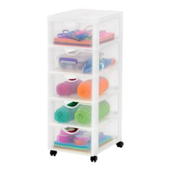 Iris Ohyama Tour de rangement Organisateur plastique 5 tiroirs  de 5 L - DDDC-005 - Blanc - L37.5 x P29 x H76 cm