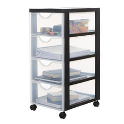 Iris Ohyama Tour de rangement plastique Tiroir rangement bureau de 7L Avec roues DDDC-010 Noir - L37.5 x P29 x H100.5 cm