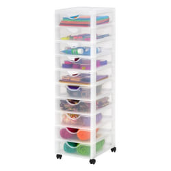 Iris Ohyama Tour de rangement Organisateur plastique 10 tiroirs 7 L - DDDC-010 - Blanc - L37.5 x P29 x H100.5 cm