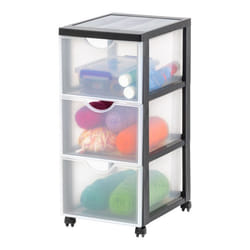 Iris Ohyama Tour de rangement Organisateur plastique 3 tiroirs 15 L - DDDC-303 - Noir - L37.5 x P29 x H61.5 cm
