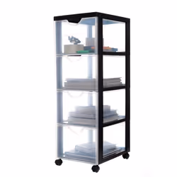 Iris Ohyama Tour de rangement Organisateur plastique 4 tiroirs 15 L - DDDC-304 - Noir - L37.5 x P29 x H81 cm