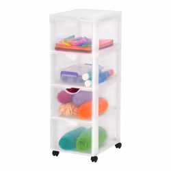 Iris Ohyama Tour de rangement Organisateur plastique 4 tiroirs 15 L - DDDC-304 - Blanc - L37.5 x P29 x H81 cm