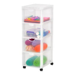 Iris Ohyama Tour de rangement Organisateur plastique 4 tiroirs 15 L - DDDC-304 - Blanc - L37.5 x P29 x H81 cm