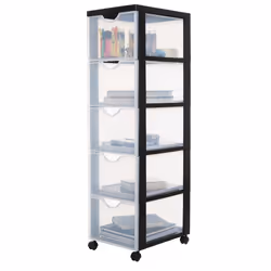 Iris Ohyama Tour de rangement Organisateur plastique 5 tiroirs 15 L - DDDC-305 - Noir - L37.5 x P29 x H100.5 cm