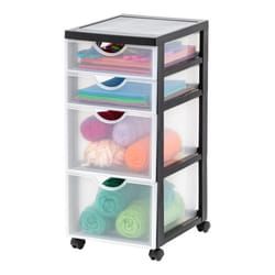 Iris Ohyama Tour de rangement Organisateur plastique 4 tiroirs 22 L - DDDC-322 - Noir - L37.5 x P29 x H61.5 cm