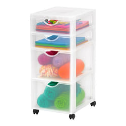 Iris Ohyama Tour de rangement Organisateur plastique 4 tiroirs 22 L - DDDC-322 - Blanc - L37.5 x P29 x H61.5 cm