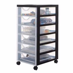 Iris Ohyama Tour de rangement Organisateur plastique 6 tiroirs 7 L - DDDC-360 - Noir - L37.5 x P29 x H61.5 cm