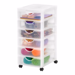 Iris Ohyama Tour de rangement Organisateur plastique 6 tiroirs 7 L - DDDC-360 - Blanc - L37.5 x P29 x H61.5 cm