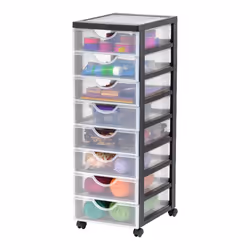 Iris Ohyama Tour de rangement Organisateur plastique 8 tiroirs 7 L - DDDC-380 - Noir - L37.5 x P29 x H81 cm