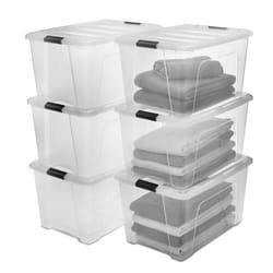Iris Ohyama Boîte plastique Lot de 6 6 x 45 L Clips Hermétique - DDNTB-45 - Transparent - L58 x P39.5 x H30.5 cm