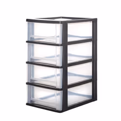 Iris Ohyama Tour de rangement Organisateur plastique 4 tiroirs 7 L - DDOCH-2004 - Noir - L35.5 x P26 x H49 cm