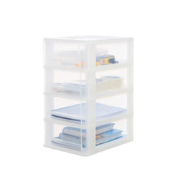 Iris Ohyama Tour de rangement Organisateur plastique 4 tiroirs 7 L - DDOCH-2004 - Blanc - L35.5 x P26 x H49 cm
