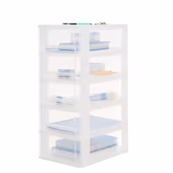 Iris Ohyama Tour de rangement Organisateur plastique 5 tiroirs 7 L - DDOCH-2005 - Blanc - L35.5 x P26 x H60.5 cm
