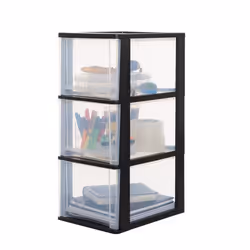 Iris Ohyama Tour de rangement Organisateur plastique 3 tiroirs 13 L - DDOCH-2300 - Noir - L35.5 x P26 x H60.5 cm