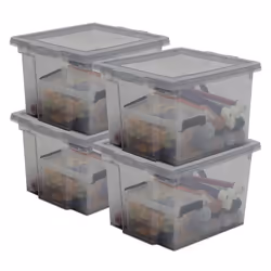 Iris Ohyama Boîte Organisateur de rangement plastique Lot de 4 10 L - DDUSB-S - Gris - L29 x P24 x H18.5 cm