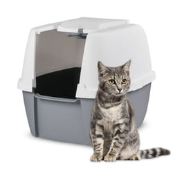 Iris Ohyama Bac à litière Jumbo à capuchon /fermée pour chat - Cat Litter Box - CLH-17J Blanc/Gris