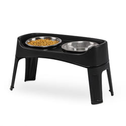 Iris Ohyama Gamelles doubles surélevées  avec support amovible   pour chien - Dog Feeder - PEF-L Noir
