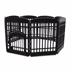 Iris Ohyama parc pour chien/chiot 8 panneaux porte avec loquet pour chien - Pet Circle - CI-908E Noir