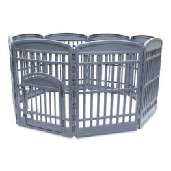 Iris Ohyama parc pour chien/chiot 8 panneaux porte avec loquet  pour chien - Pet Circle - CI-908E Gris